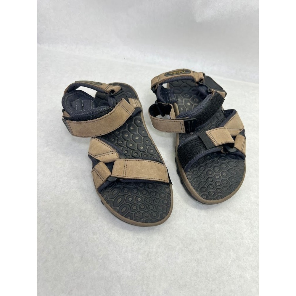 Cabelas Womens 9 Hiking Sandals Leather Strappy Outdoor Sport Shoes Tan Black